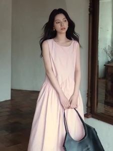 seemon | Mini Friendly French Style Pink Holiday Look Sleeveless Dress