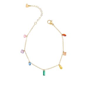 Rainbow Colorful Diamonds Zircons Summer Beach Bracelet • Non-Fade • 316L Stainless Titanium Steel Bracelets For Women Girl Gift BR411