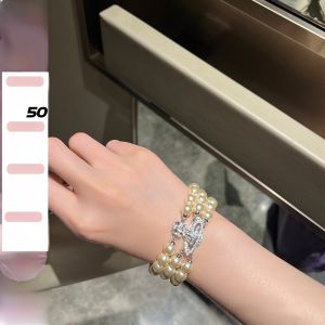 Meng Three-Layer Saturn Pearl Magnetic Clasp Bracelet Full of Diamonds Sparkling Versatile Popular Bloggers Celebrity Style Jewelry