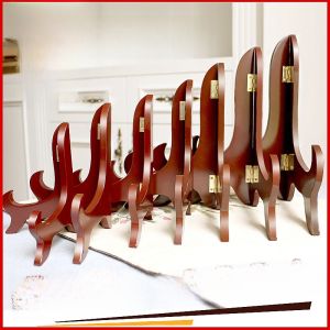 Real Wood Tea Cake Display Stand Plate Bracket Tray Underplate Tea Artcraft Bracket Porcelain Plate Stand Home Decoration