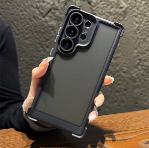 Shockproof Bumper Armored Phone Case for Samsung S25 S26 Plus S24 Ultra Matte Translucent Corners Drop-Proof Protection Cover