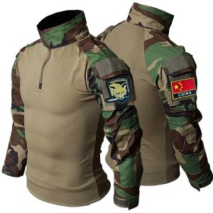 RU Camo Tactical Sets Men Outdoor Breathable T Shirts+Multi-pocket Straight Cargo Pant Training Suit Combat Set