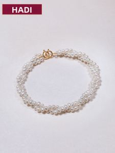 Freshwater Pearl Handmade Twisted Bracelet 2-3mm 18K Gold