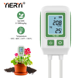 Yieryi Nitơ/phốt pho/kali 0-1999mg/kg -10 ℃ ~ 80 ℃ dụng cụ kiểm tra đất kỹ thuật số với màn hình LCD đèn nền cho làm vườn vườn cây ăn trái cây trồng trong chậu cây giống trồng nông nghiệp.