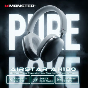 Monster Airstar AH100 ANC Bluetooth 6.0 Over-Ear Headphone with Active Noise Canceling -45dB Powerful Bass Wireless/Wire Headset