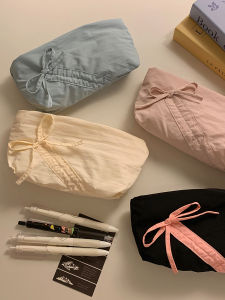 Adorable Butterfly Knot Pencil Case Large Capacity Stationery Storage Bag for Middle And High School Students Simple Japanese Style