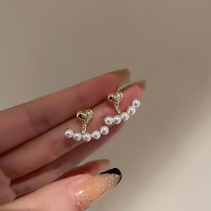 Light Luxury Imitation Pearl Earrings Sweet Heart-Shaped Earrings Womens Fashion Party Wedding Bride Jewelry Gift