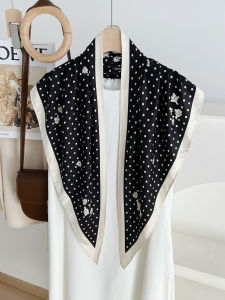 Khăn Choàng Tam Giác Kẻ Caro Đen Trắng Thời Trang Xuân Thu Cho Nữ Túi Xách Khăn Quàng Cổ Dây Đeo Eo Nhiều Lớp Cao Cấp