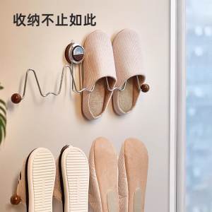 Bathroom Slipper Rack Suction Cup Wall Mounted Storage Organizer Strong Load Bearing Shoe Holder No Drilling Required