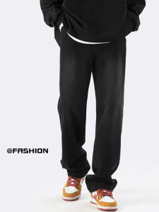 American Style Loose Fit Black Jeans Mens Casual Straight Leg Denim Pants High Street Design Spring Autumn Top Peak Paul