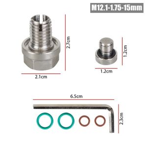 M12.1-1.25/1.5/1.75x 15mm Oil Drain Plug Oversize Piggyback Stainless Steel Self Tapping Oil Pan Thread Repair Kit with O-Ring