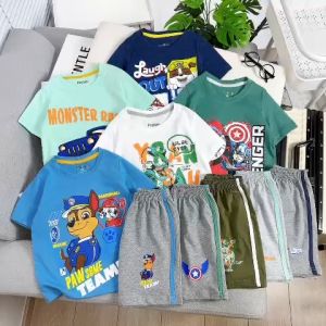 Đồ bộ cho bé trai size đại 12-40kg thun cotton xuất chính phẩm in hình hoạt hình hottrend Jennie kids J490