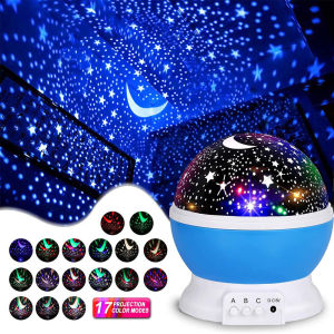 Star Night Light for Kids Nebula Star Projector Lamp 360 Degree Rotation 4 LED Bulbs 12 Light Color Changing with USB Cable Gift