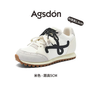Agsdon Womens Casual Breathable Thick Bottom Sports Shoes Dequn Style Cross Buckle round Toe Rubber Outsole Comfortable Sneakers