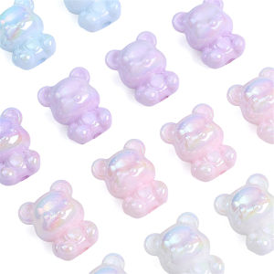 4ชิ้น17X21มม. น่ารักอะคริลิคลูกปัดหมีน้อยเสน่ห์สำหรับสร้อยคอสร้อยข้อมือพวงกุญแจเครื่องประดับทำเครื่องเพชร DIY