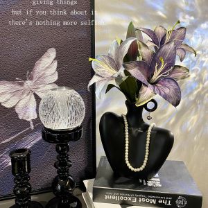 Nhà Thiết Kế Sang Trọng Sáng Tạo Xương Khóa Chai Bình Hoa Bàn Ăn Phòng Khách Phụ Kiện Trang Trí Lilies Bộ Đồ Trang Trí