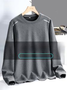 ROMON | Loose Fit Round Neck Long Sleeve Sweatshirt Casual Print Base Layer Shirt Top For Men Romon Brand Fashionable Autumn Wear