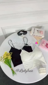 LadyLuxe - Tanktop Bra Wanita Singlet V-Neck Kamisol Motif Polos Tali Kecil Crop Tali Double BR104