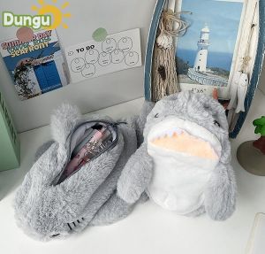 CMinYP 1PC dễ thương cá mập sang trọng bút chì trường hợp học sinh văn phòng phẩm đồ dùng học tập Kawaii búp bê trở lại trường học lưu trữ túi bút Túi văn phòng phẩm