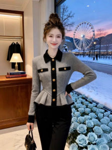 XUECAIQI | Collar Contrast Color Knit Sweater Women Autumn Winter