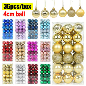 YESPERY 36pcs/set 4CM Christmas Xmas Tree Balls Bauble Hanging Home Party Ornament Decor Christmas Tree Xmas Party Decoration