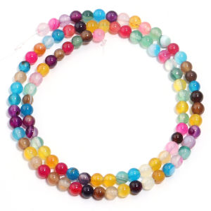 4 6 8 10mm Natural Stone Beads Multicolor Striped Agates Loose Spacer Beads For Jewelry Making DIY Bracelets Necklace Accessorie