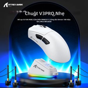 ATTACK SHARK | Chuột Chơi Game Không Dây ATTACK SHARK V3 PRO Với Cảm Biến PAW3311 Độ Phân Giải 25000 DPI Kết Nối Bluetooth Giao Diện Sạc USB