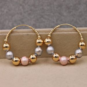 Fashion Trendy Statement Hoop Earrings for Women Gold Color ball bead Earring Luxury Jewelry accessorie for Wedding Anniversary