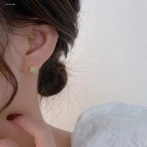 South Korea S925 Silver Female Stud Earrings 2022 New Arrival Tide Earrings Sun Green Jade Ear Rings