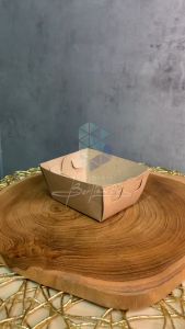 (50 pcs) PAPER TRAY 8X6X5 CM . TRAY SOSIS TRAY KERTAS KRAFT LUNCH BOX TRAY TRAY CROMBOLONI