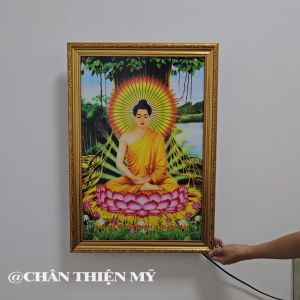 Tranh Phật Thích Ca Có Đèn Trang Trí Bàn Thờ Treo Tường Phòng Thờ DPTC-151