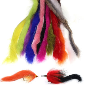 2pcs 5mm Wide Rabbit Fur Hare Zonker Strips Fly Tying Material For Tying Zonkers Minnow Baitfsh Streamer Saltwater Fishing Lures
