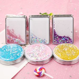 【1-3 Days Delivery】Quicksand Net Red Small Mirror Cute Girl Heart Double-sided Portable Portable Makeup Mirror