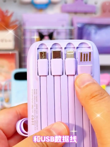 Large Capacity Power Bank 4-in-1 Cables Intelligent Digital Display Portable Powerbank for iPhone