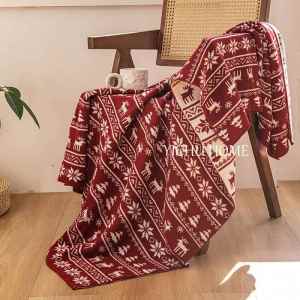 Christmas Festive Red Knit Blanket