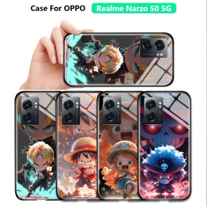 Hontinga Casing For Realme 12 11 10 Pro Plus Pro+ 2 3 Pro 5 5i 5s 6i 7i 6 7 Pro 8 8i 9i 9 Pro Plus Pro+ 5G Case Cute Cartoon Luffy Phone Case Tempered Glass Back Casing Hard Cases