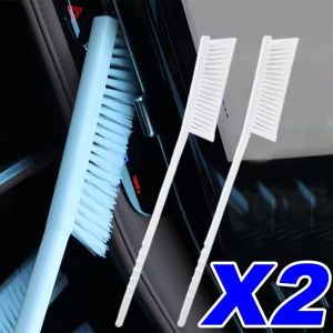 2PCS Car Interior Gap Cleaning Brush Long Handle Flexible Auto Detailing Duster for Seat Crevice Air Vent Console Dust Remover Tool