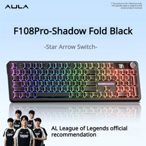 AULA | AULA F108 Pro Triple-mode Bluetooth 2.4G Wired Mechanical Keyboard Fully Customizable Hot-swappable Keys Gasket Structure RGB