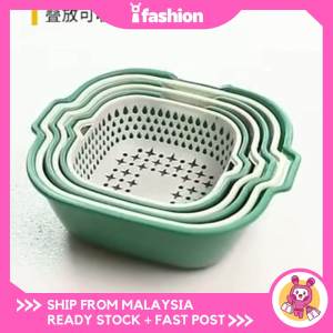 IFASHION 2525 Household Kitchen Drain Basket Bowl Fruit Vegetable Washing Colander Baskets Holder Kitchen Strainer