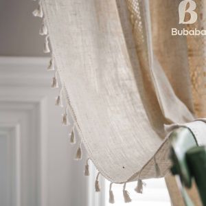 American Lace Crochet Ramie Polyester Blend Semi-Blackout Tassels Curtain