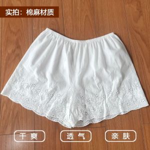 กางเกงขาสั้นผ้าลินินบางลายดอกไม้ La Chapelle สำหรับผู้หญิงในฤดูร้อน กางเกงชั้นในแบบลำลองระบายอากาศได้ดี กางเกงชั้นในลูกไม้ระบายอากาศได้ดี
