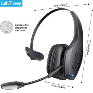 Noise Cancelling Trucker Bluetooth Headset with Microphone Wireless AI-Powered ENC Headphones 55H of Talk Time All-Day Comfort