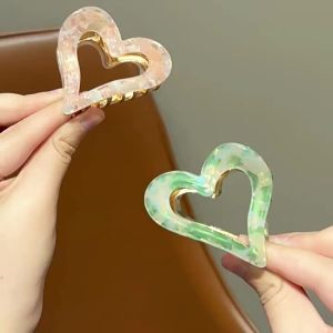 hellocandy | Kẹp Tóc Chống Trượt Thiết Kế Acetate Hình Tim