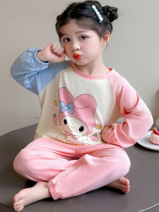 Pure Cotton Childrens Sleepwear Long Sleeve Home Clothes for Girls Baby Anti-Cold Air Conditioning Suit Spring Autumn Summer