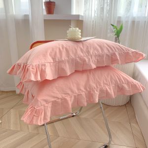 Pure Cotton Pillowcases Washed Cotton Lace Trim Simple Clean Cute Single Person Pillow Covers Bedding from Jiangsu China