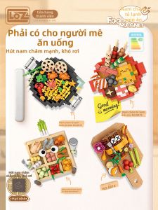Loz | Đồ Chơi Giáo Dục Lắp Ráp Chủ Đề Ăn Uống Với Sticker Tủ Lạnh Từ Tính