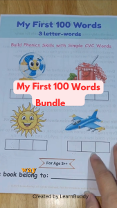LearnBuddy My First 100 Words 3/4/5 Letter Words Phonics CVC & Simple Grammar Preschool Vocabulary