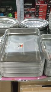 3PCS STAINLESS STEEL FOOD TRAY SERVING TRAY BARBECUE TRAY BAKING TRAY KITCHEN TRAY THICK DURABLE 555 BRAND