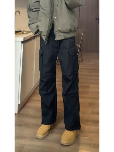 กางเกงทำงานผ้าขนแกะสไตล์อเมริกันสำหรับผู้ชาย กางเกงขายาวทรงตรงกันลม กันน้ำ กันหนาว กางเกงขายาวสำหรับเล่นสเก็ตบอร์ดในฤดูหนาว