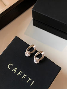 CAFFTI | Sterling Silver Shiny Diamond-studded Delicate Earrings